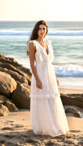 Lulus White Lace Tiered Gown