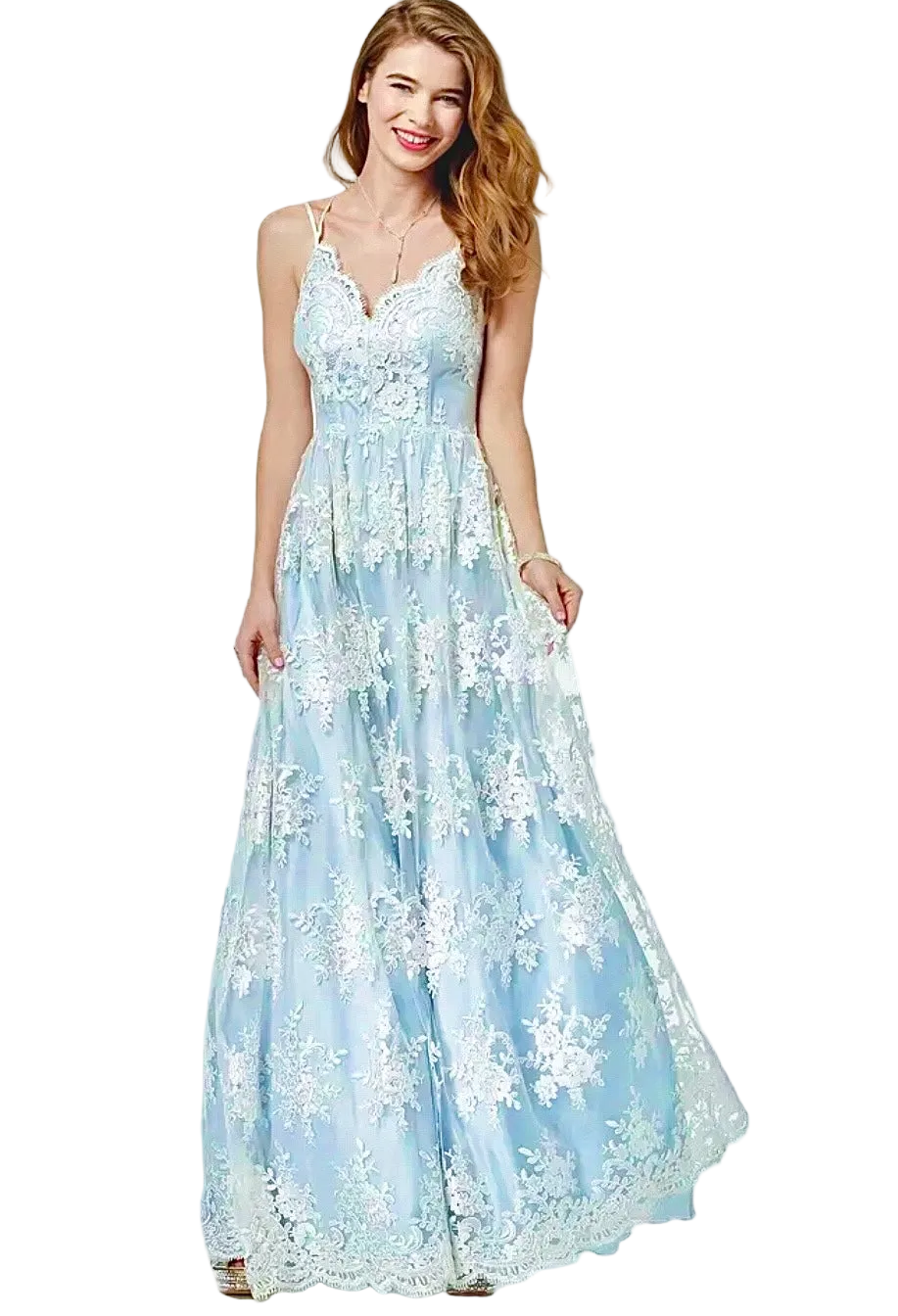 Ice Princess Blue Lace Gown