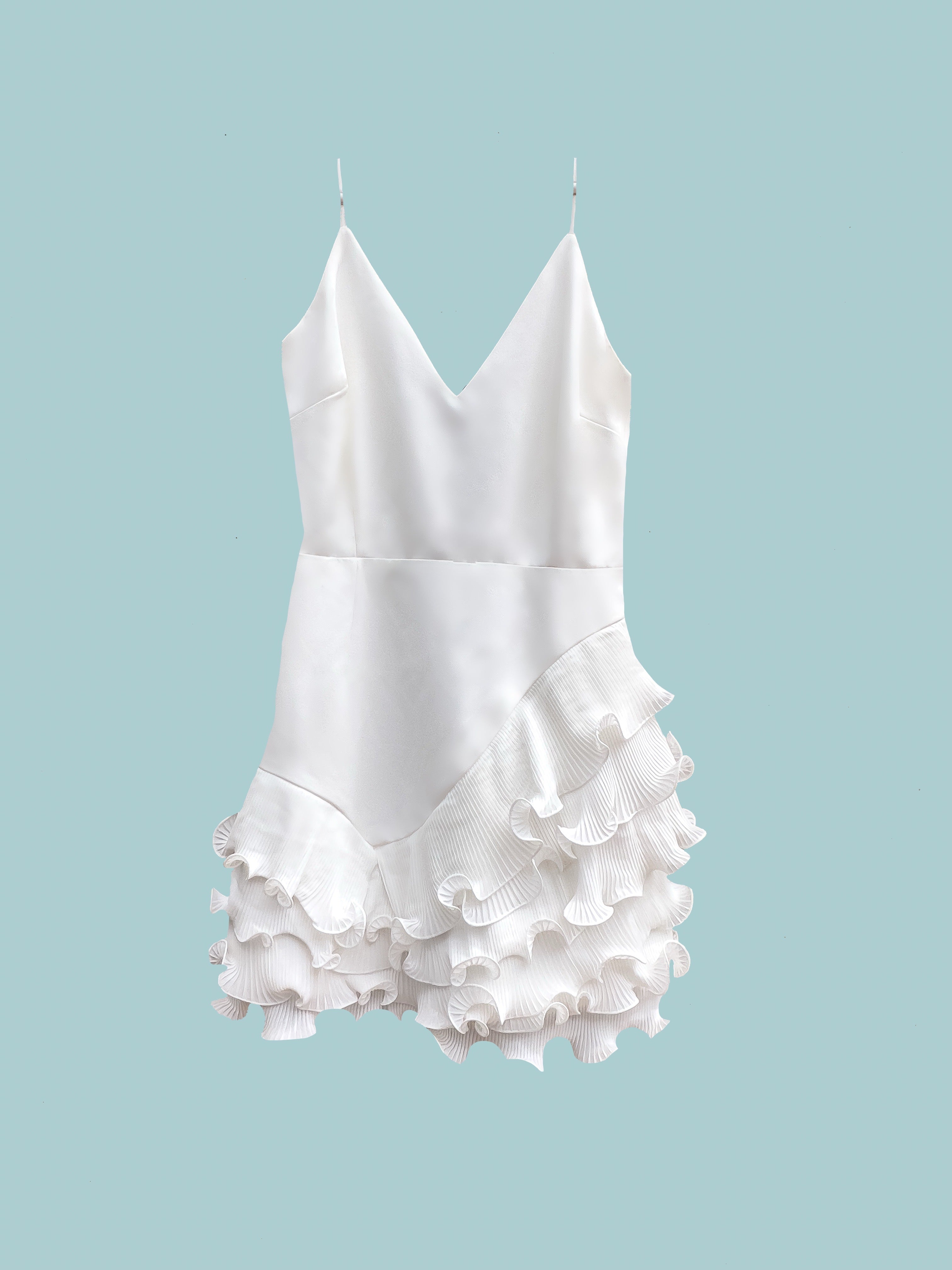 Luxxel White Artistic Ruffled Dress