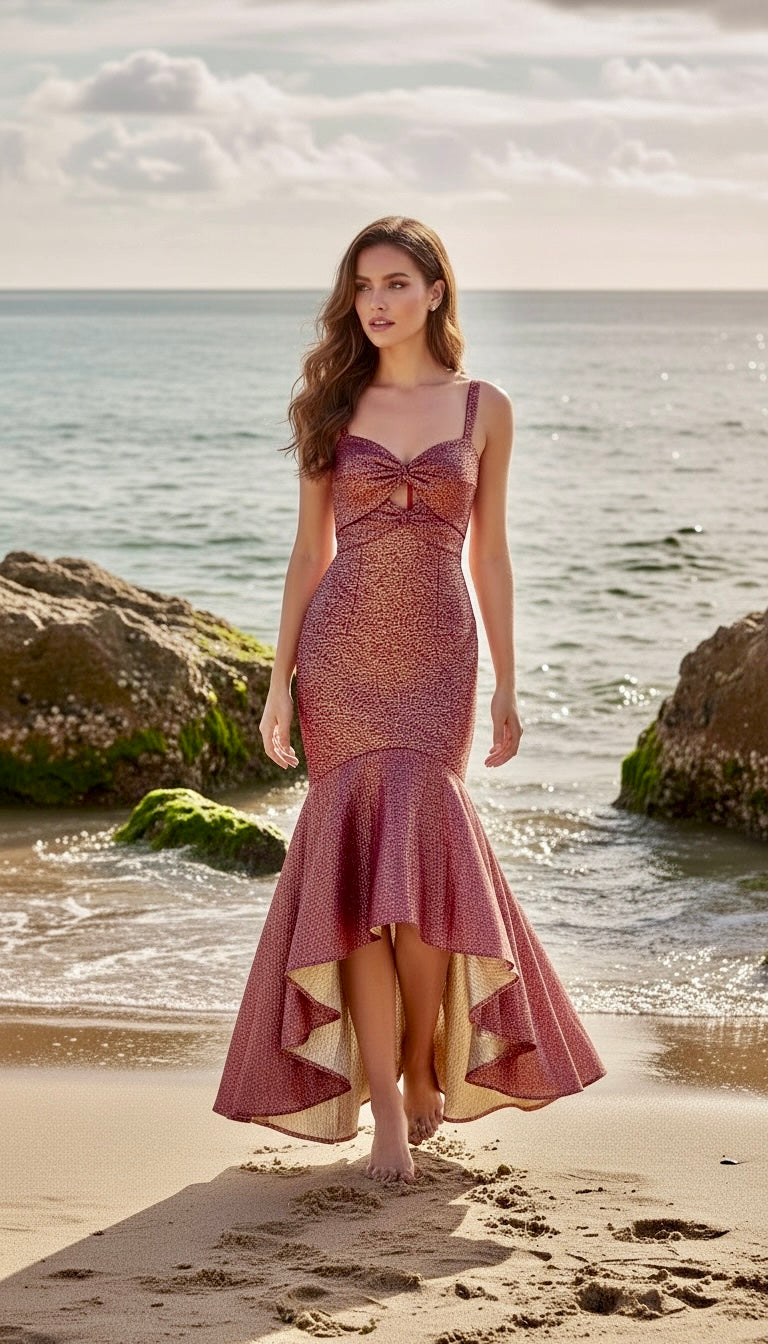 Monique Lhuillier Red Sparkle Dress