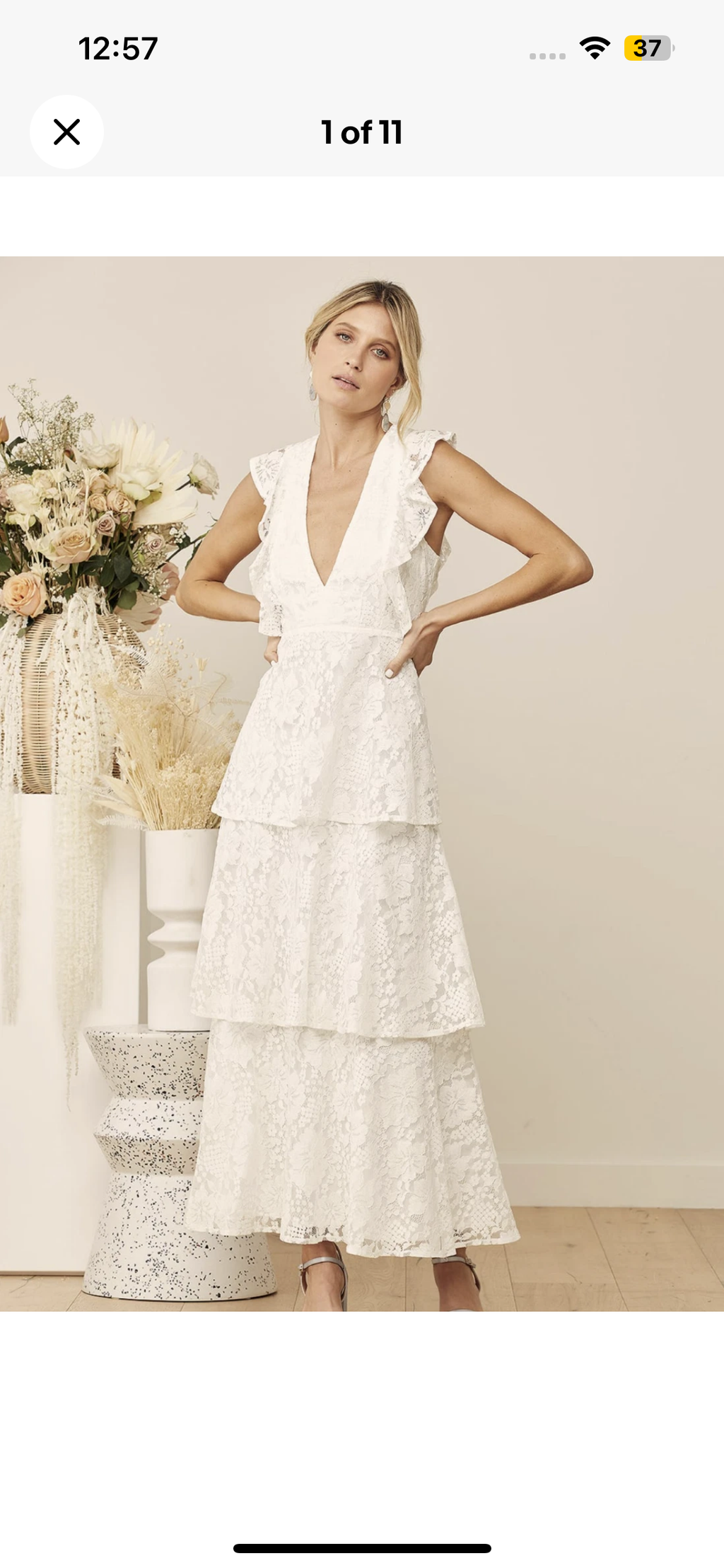 Lulus White Lace Tiered Gown