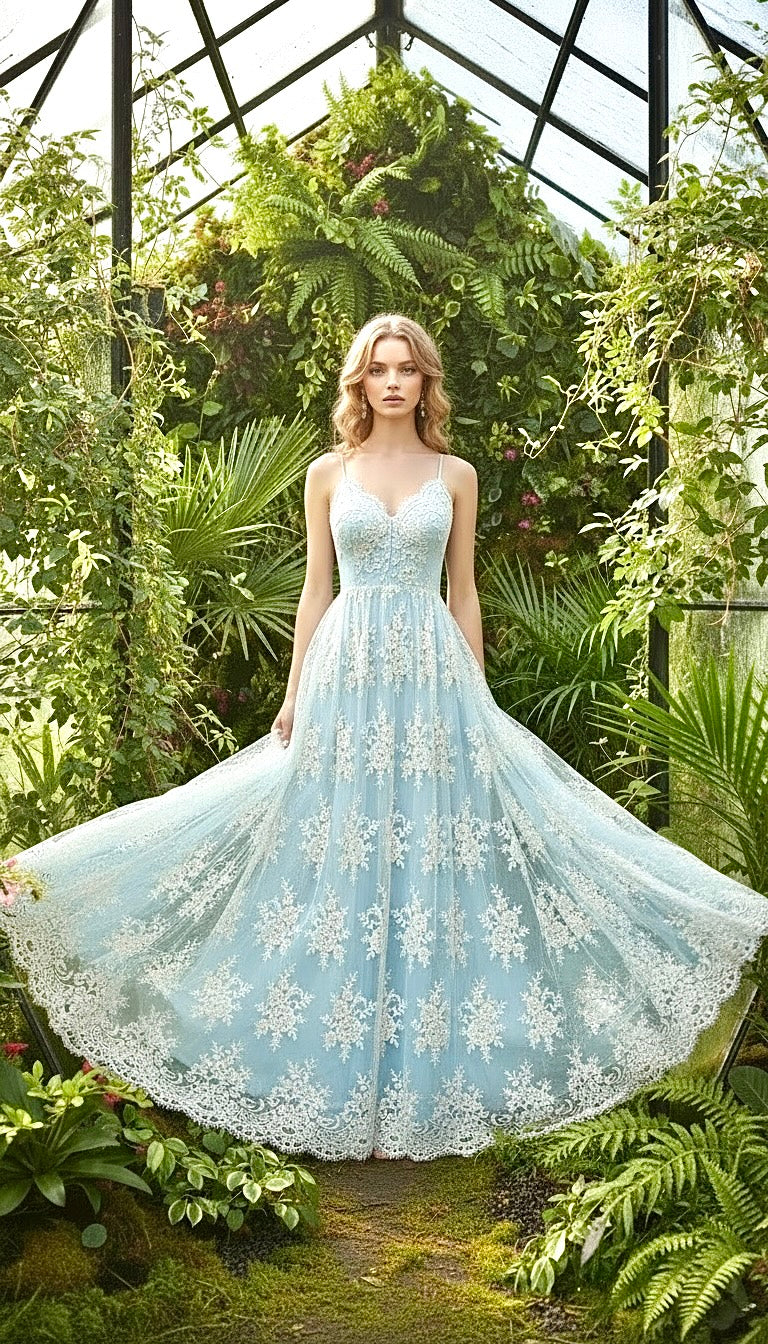 Ice Princess Blue Lace Gown