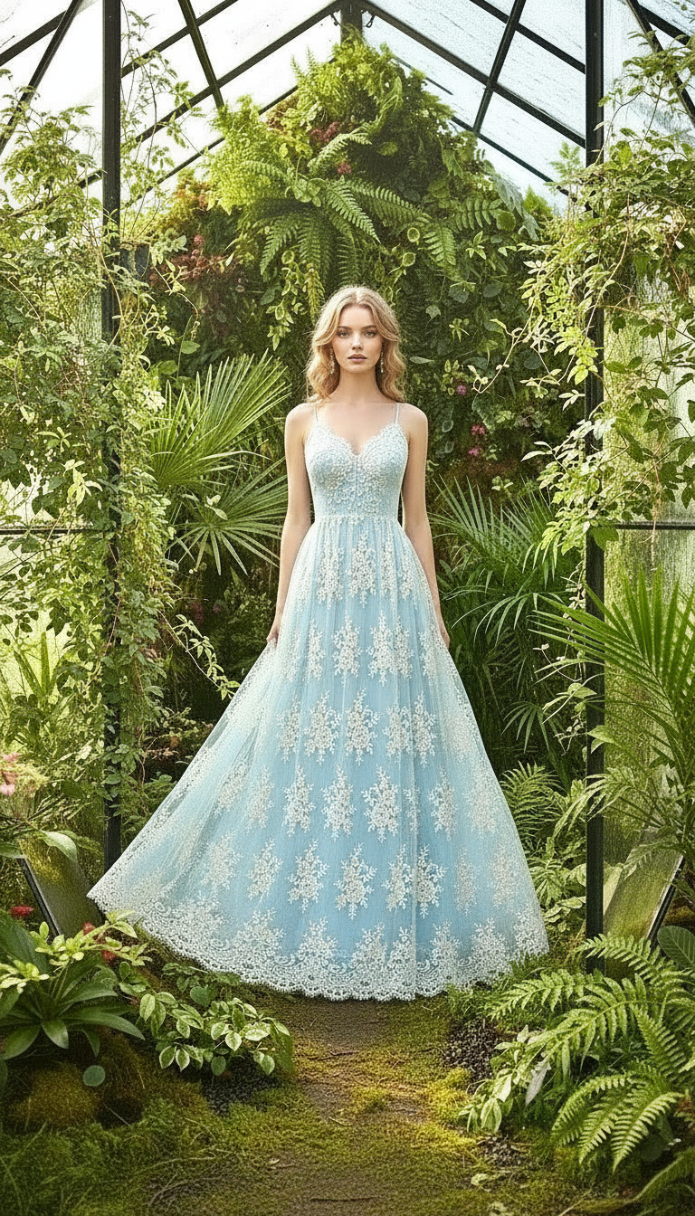 Ice Princess Blue Lace Gown