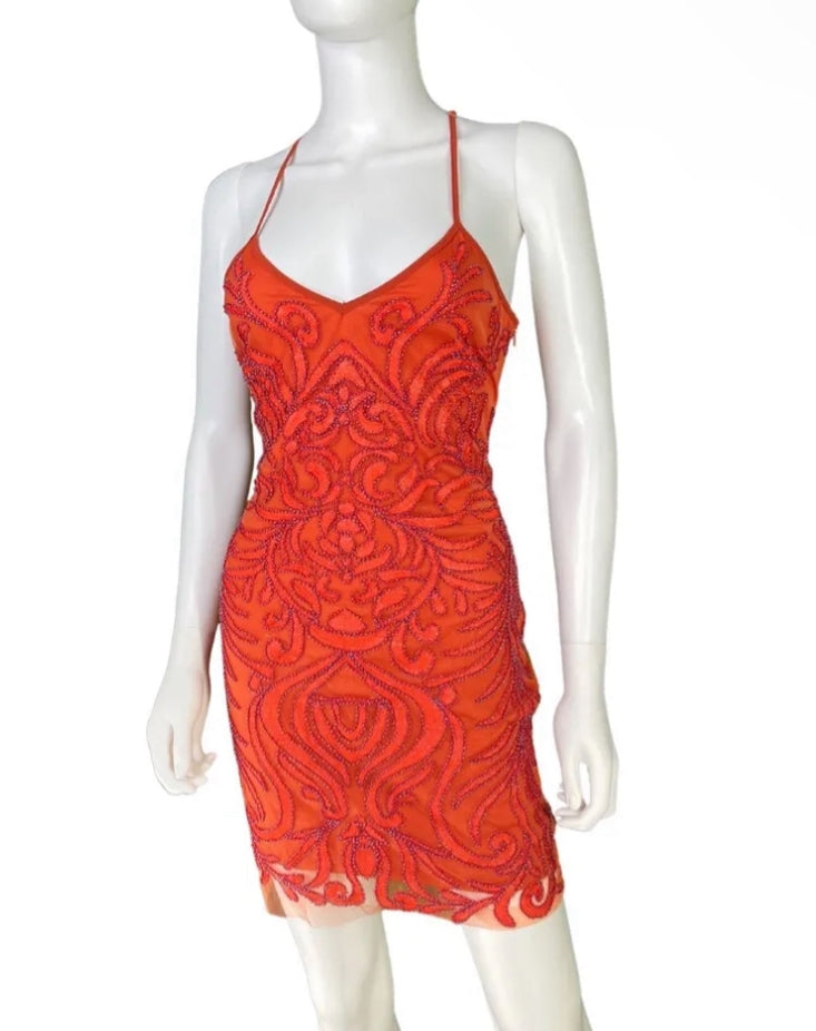 Blood Orange Embroidered Dress