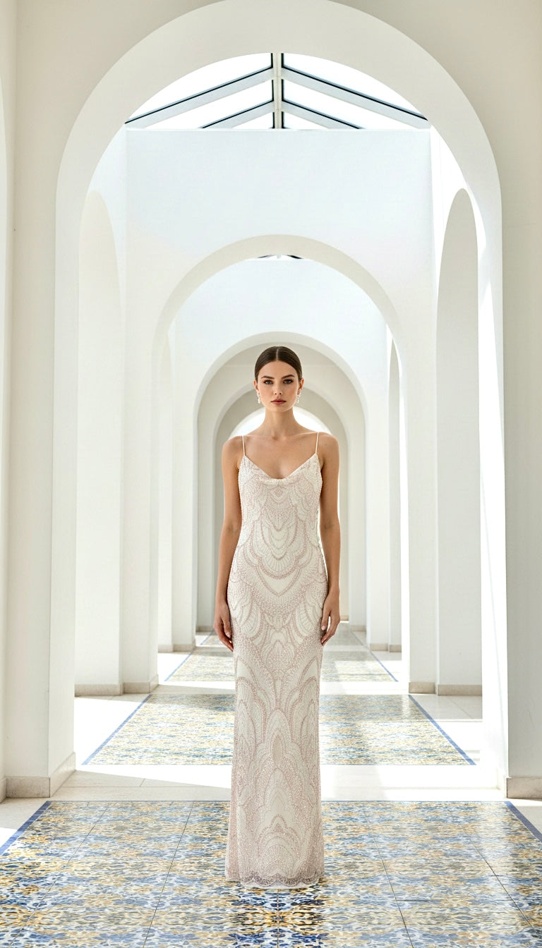 SOLD- Aruba White Gold Glitter Dress