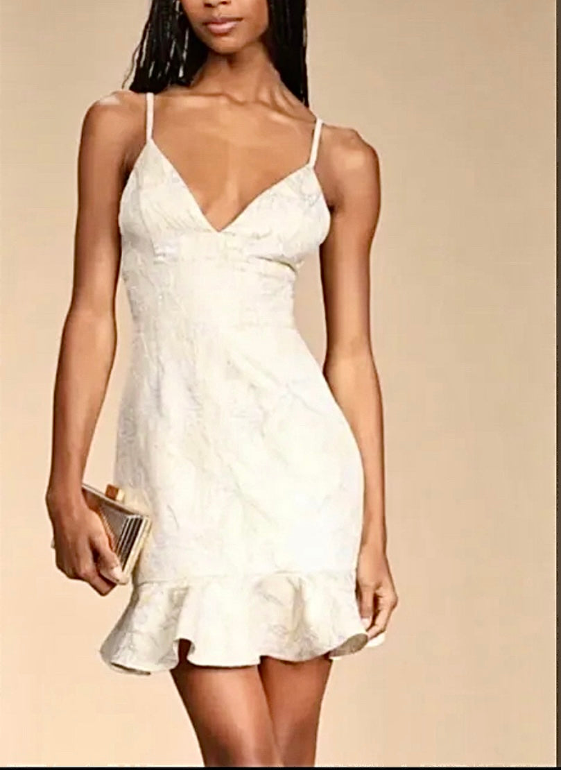 Aurora White & Gold Trumpet Dress