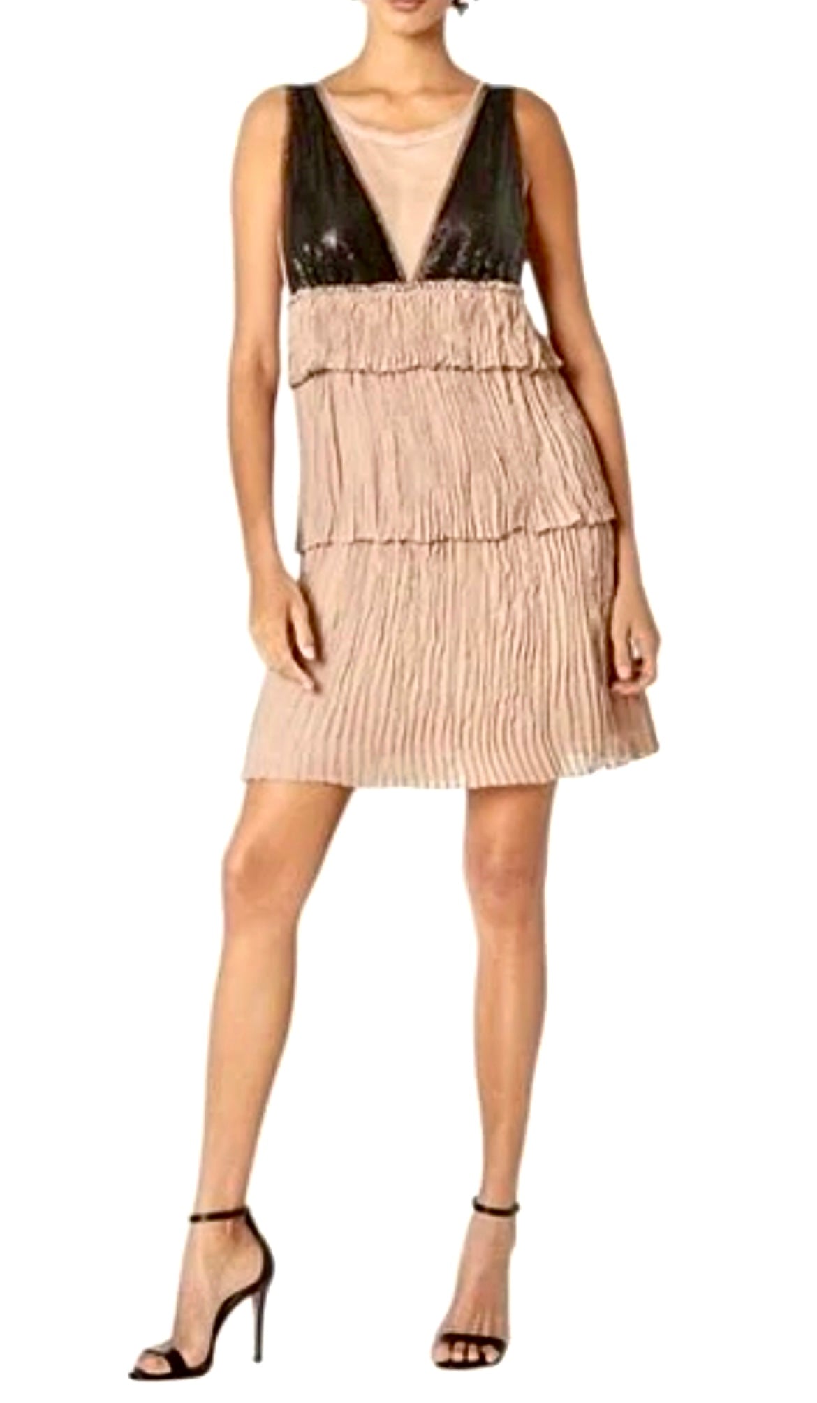 Averil Dusty Rose Black Sequin Dress