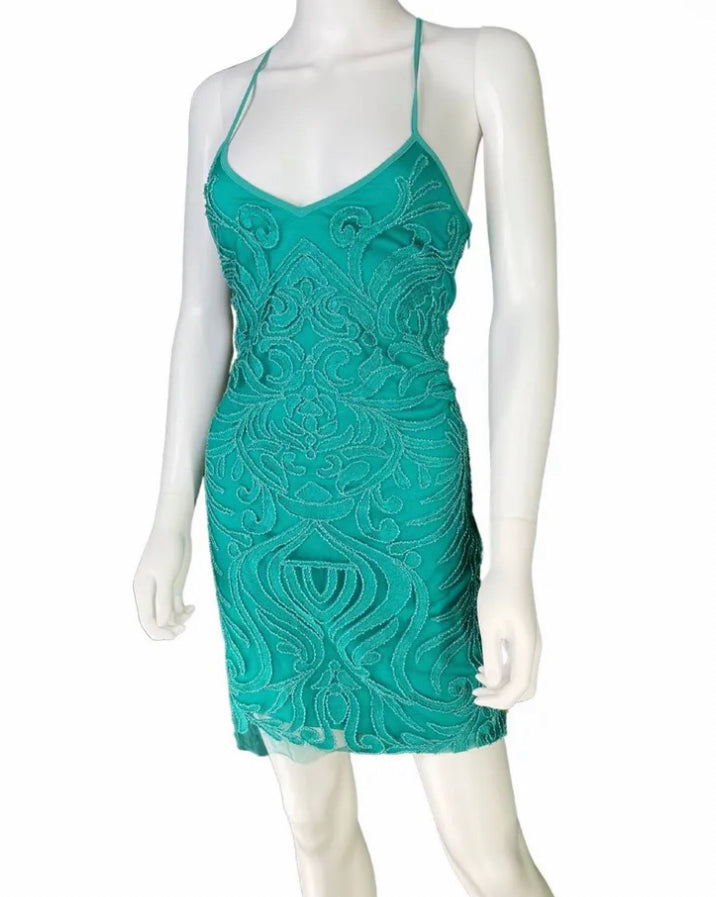 Teal Embroidered Dress