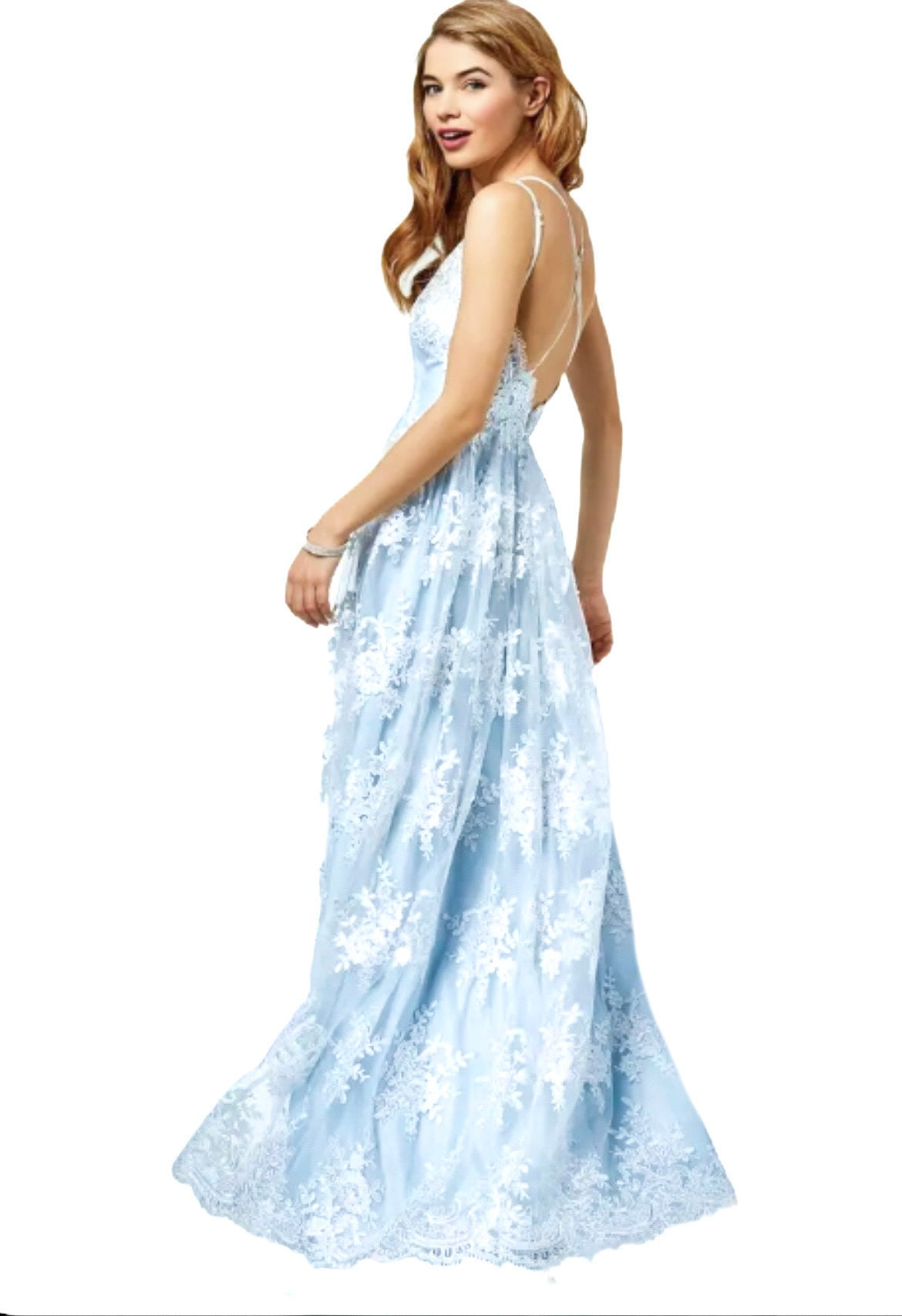 Ice Princess Blue Lace Gown
