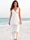 Lulus White Silk Tiered Gown
