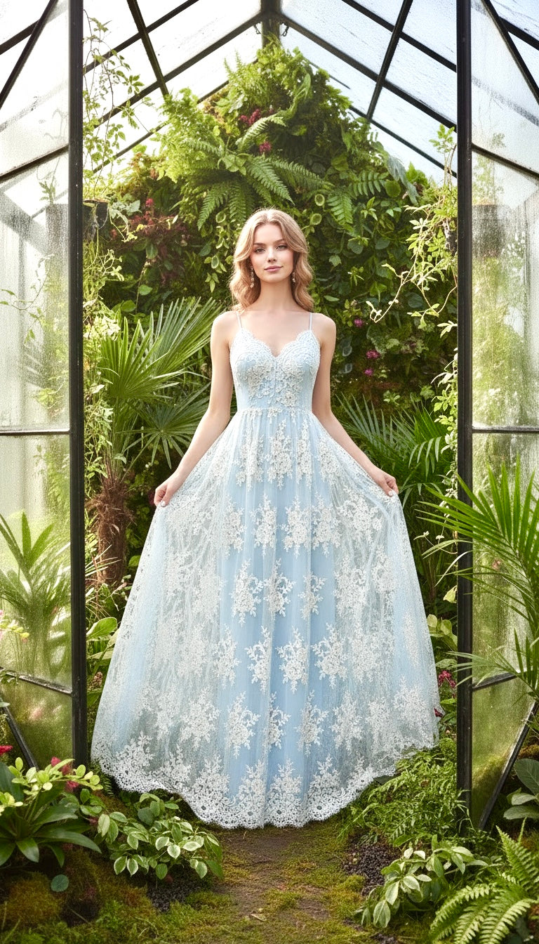 Ice Princess Blue Lace Gown