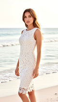Chic White Lace Day Dress